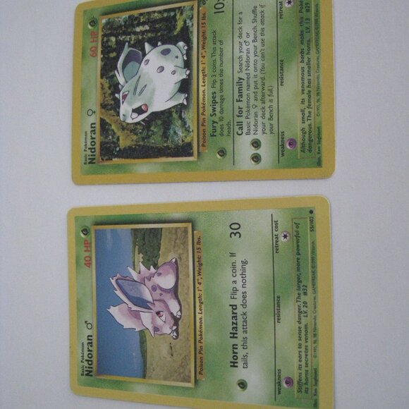 Nidoran 55/102 & Nidoran 57/64 Pokemon Cards Vintage - Picture 3 of 16